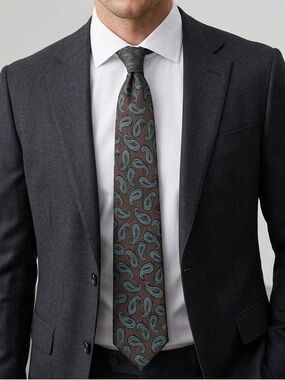Paisley Pattern Brown & Teal Tie